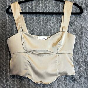 Ladies TOPSHOP Size 6 or Small Top Gold Satin Hot Crop Corset Concert Coachella